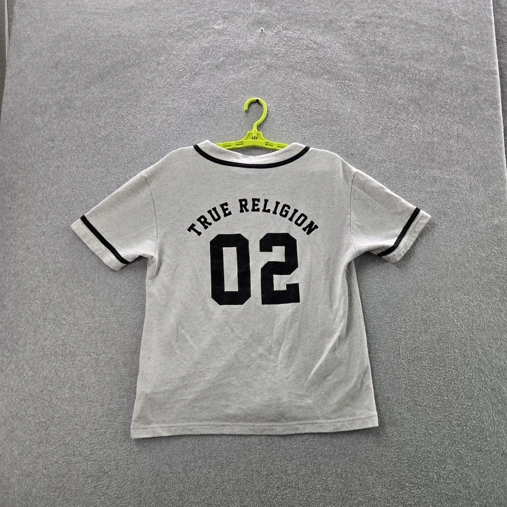 True Religion Men‎ Jersey M Gray Logo Lead Off Baseball Button